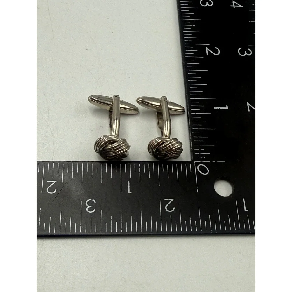 Vintage Silver Tone Love Knot Cufflinks Mens Formal Wedding Business Accessory